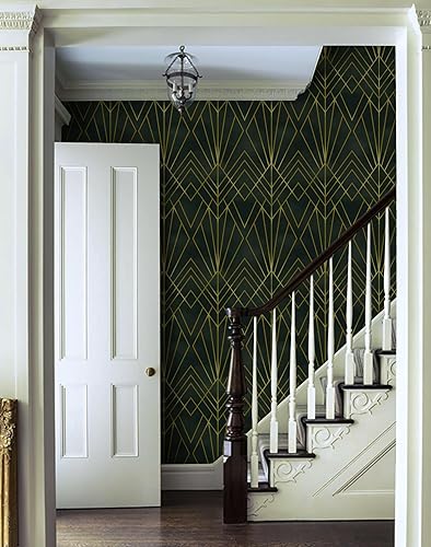 Miniatura 6 de CiCiwind Papel tapiz autoadhesivo removible de 16 x 393.7 pulgadas, papel tapiz de rayas geométricas negro y amarillo, para sala de estar,