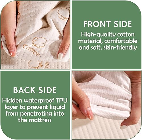 Miniatura 5 de Protector de colchón impermeable tamaño King, funda de colchón transpirable de algodón, comodidad de 200 GSM, colchones cómodos ajustados de hasta
