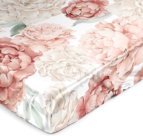 Sweet Jojo Designs Sábana bajera ajustable de satén para cuna para bebé recién nacido, habitación de bebé, colchón estándar blanco marfil, bohemio,