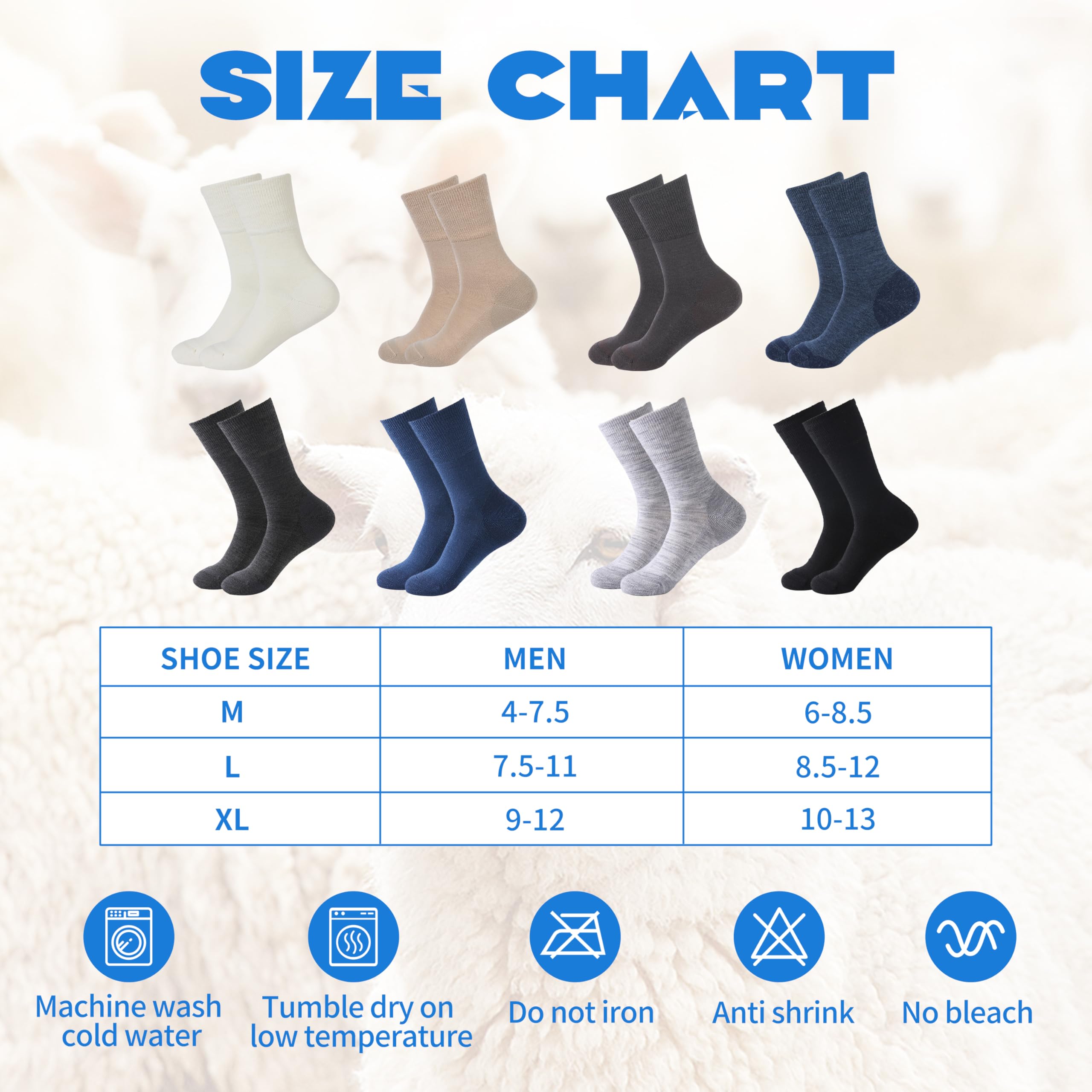 Forcool Calcetines para diabéticos de lana merina, sin ataduras, sueltos, acolchados, para hombres y mujeres, M/L/XL, 3 pares