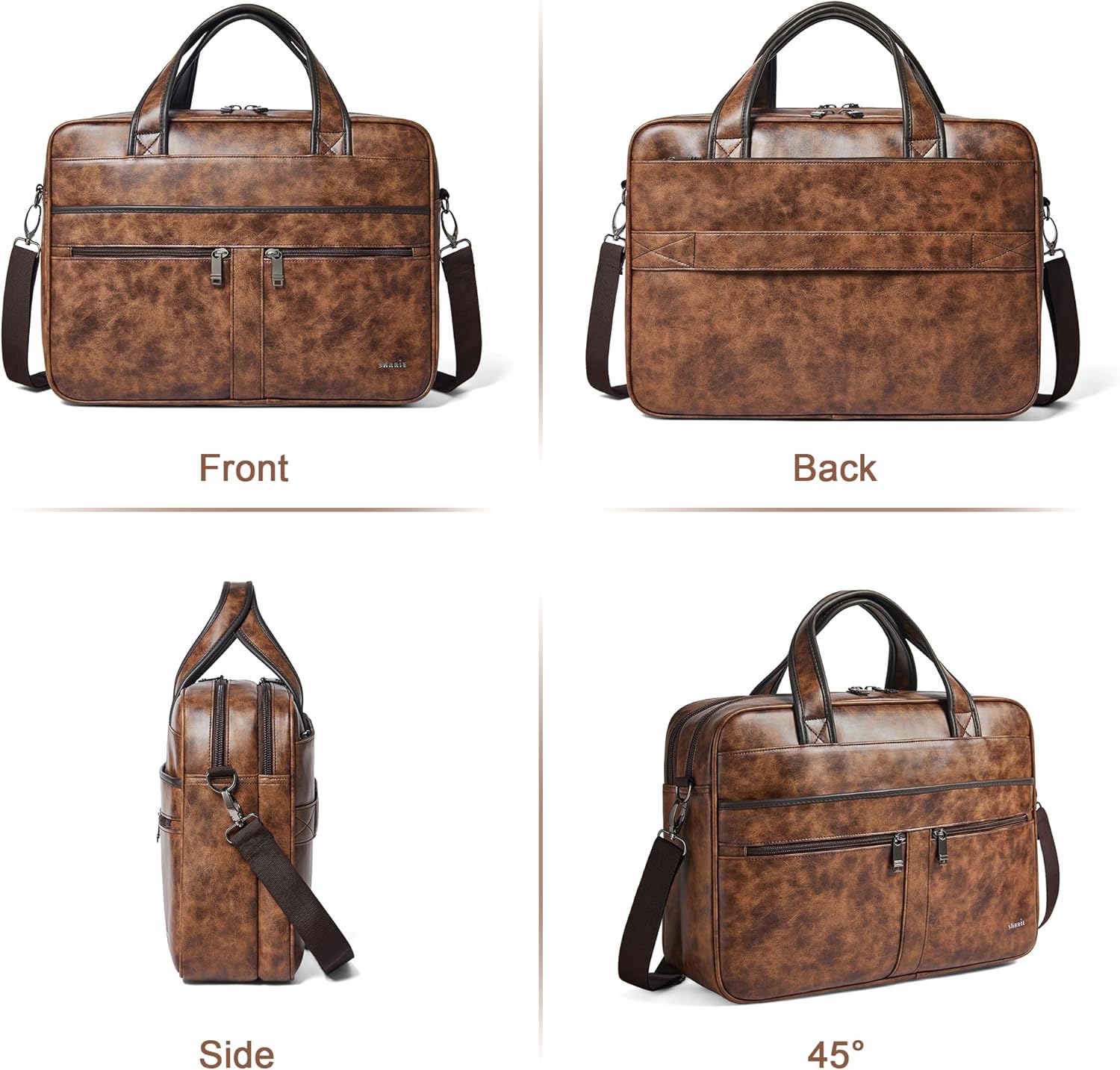 Shrrie Leather Messenger Bag for Men&Women 16 inch Laptop Bag,Water-Resistant Retro Leather Briefcase for Men Business,Work - Image 9