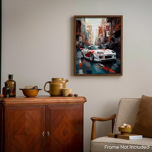Miniatura 6 de Inspirational Wall Art Co. - Póster de Toyota Supra 1994 - Póster de automóvil para habitación de niños - Decoración de pared de coche - Decoración