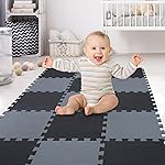 XMTMMD Soft Non-Toxic Foam Baby Play Mat | Toddler Playmat | EVA Foam Interlocking Tiles for Gym, Nursery, Playroom | 18 Squares Foam Floor Mats for Kids & Babies | Colorful Jigsaw Puzzle Play Mat