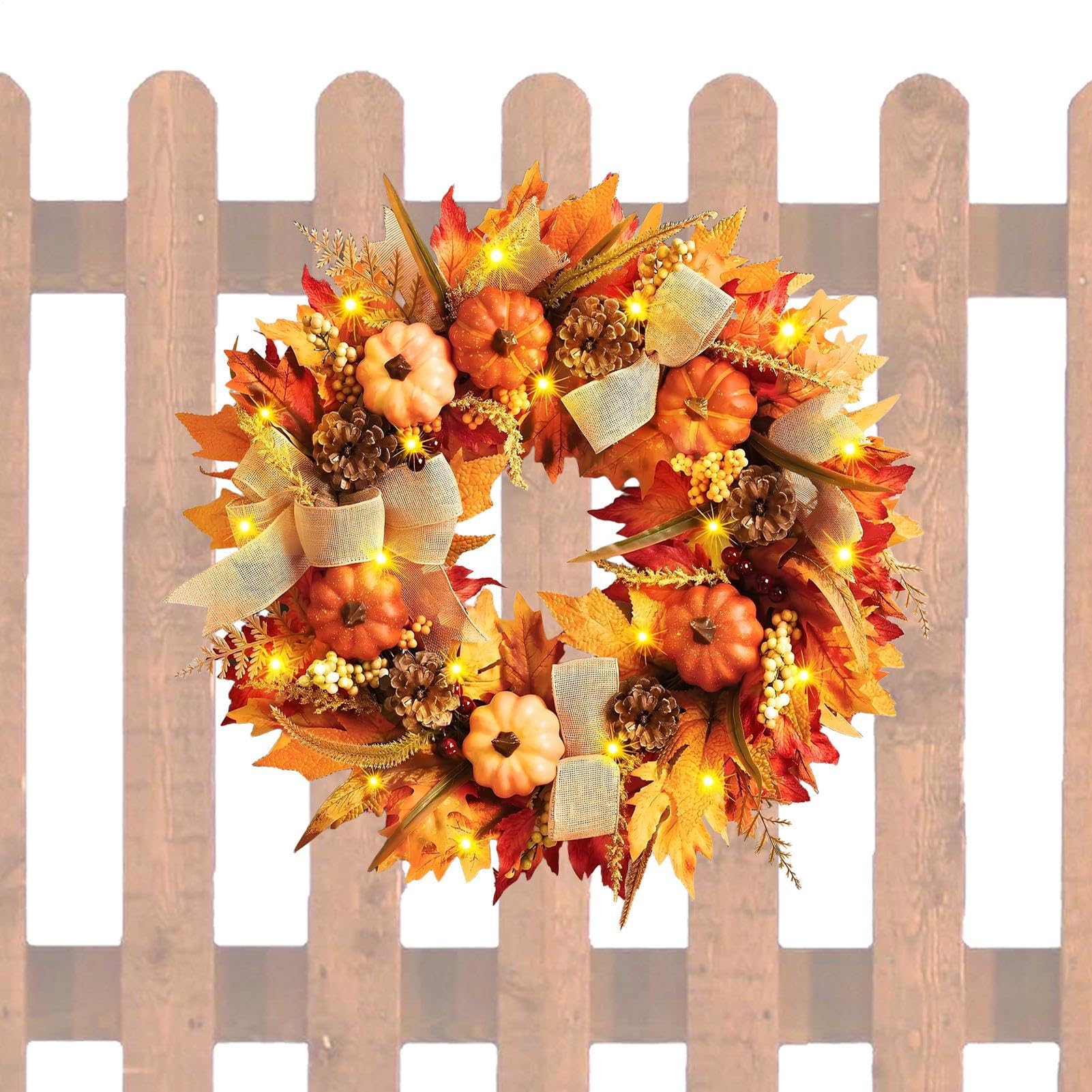 Ghirlanda autunnale raccolto foglie d'acero bacche 45 cm