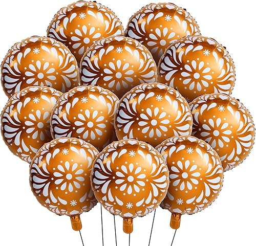 Miniatura 7 de Soaoo Juego de 6 globos de fiesta Cielito Lindo de 18 pulgadas, decoración de globos temáticos de Talavera mexicana para bodas, cumpleaños, baby