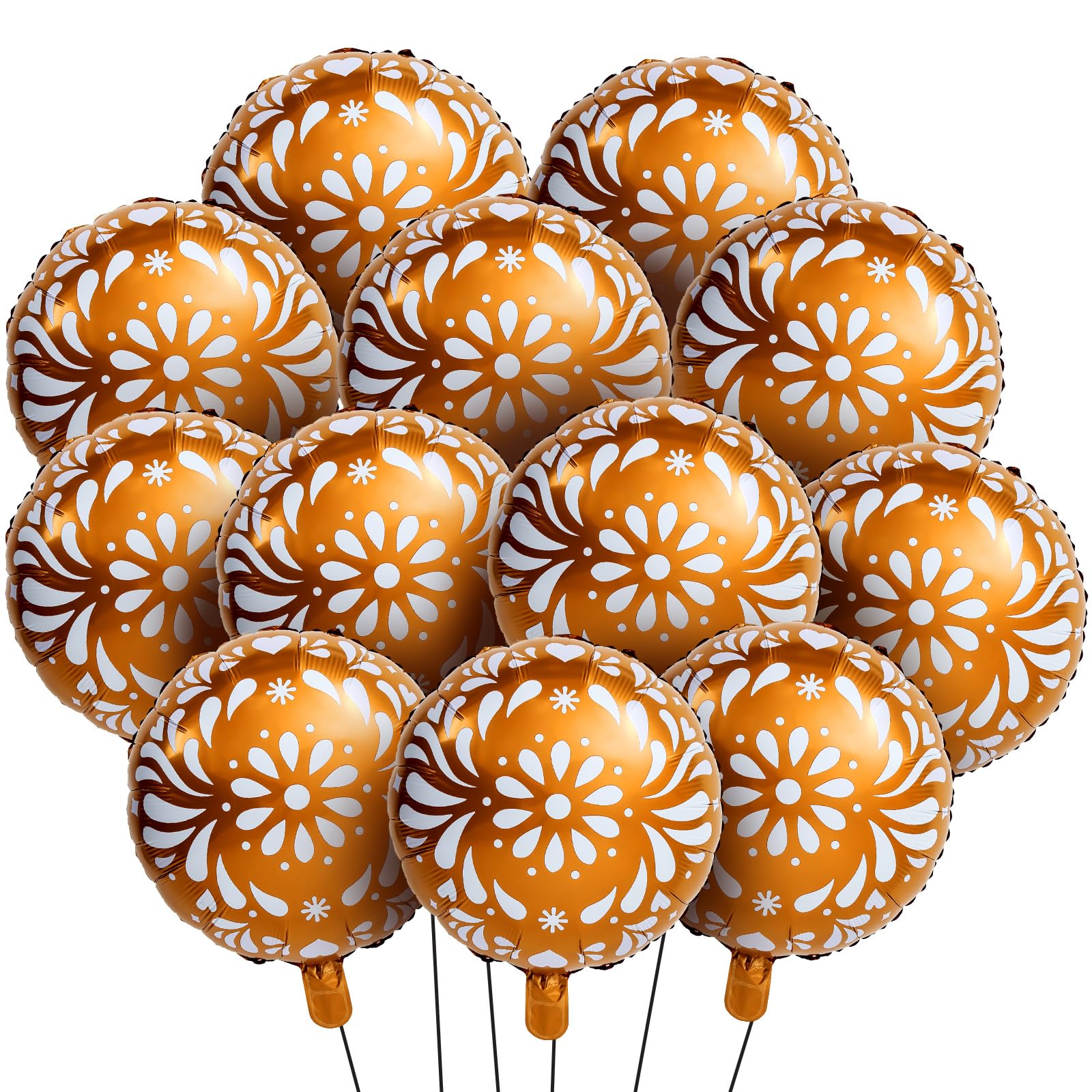 Soaoo 12 Pcs 18 Inches Cielito Lindo Party Balloons Kit - Mexican Talavera Themed Balloons Decorations for Wedding, Birthday, Baby Shower, Bridal Engagement Backdrop & Photo Booth Supplies