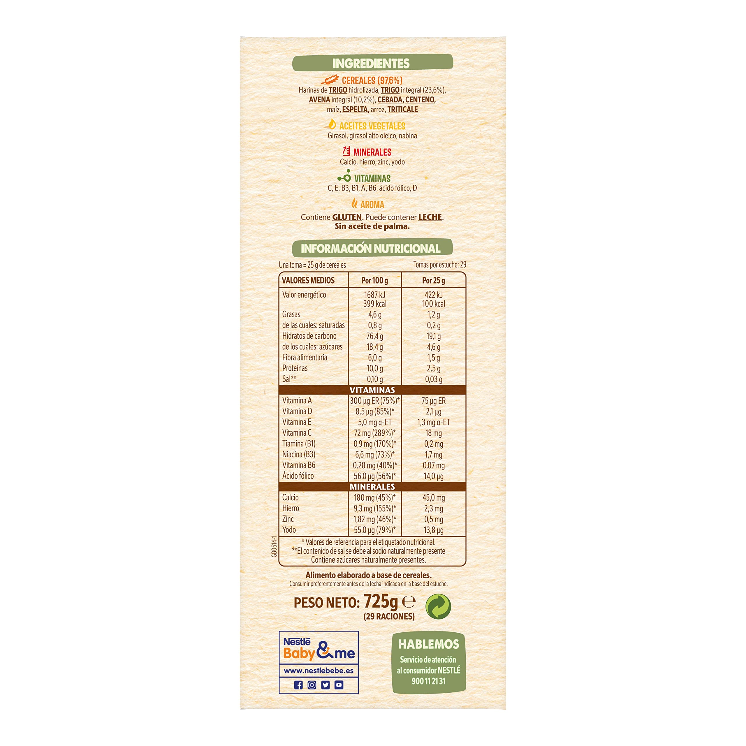 Nestle Papilla 8 Cereales, 725 g