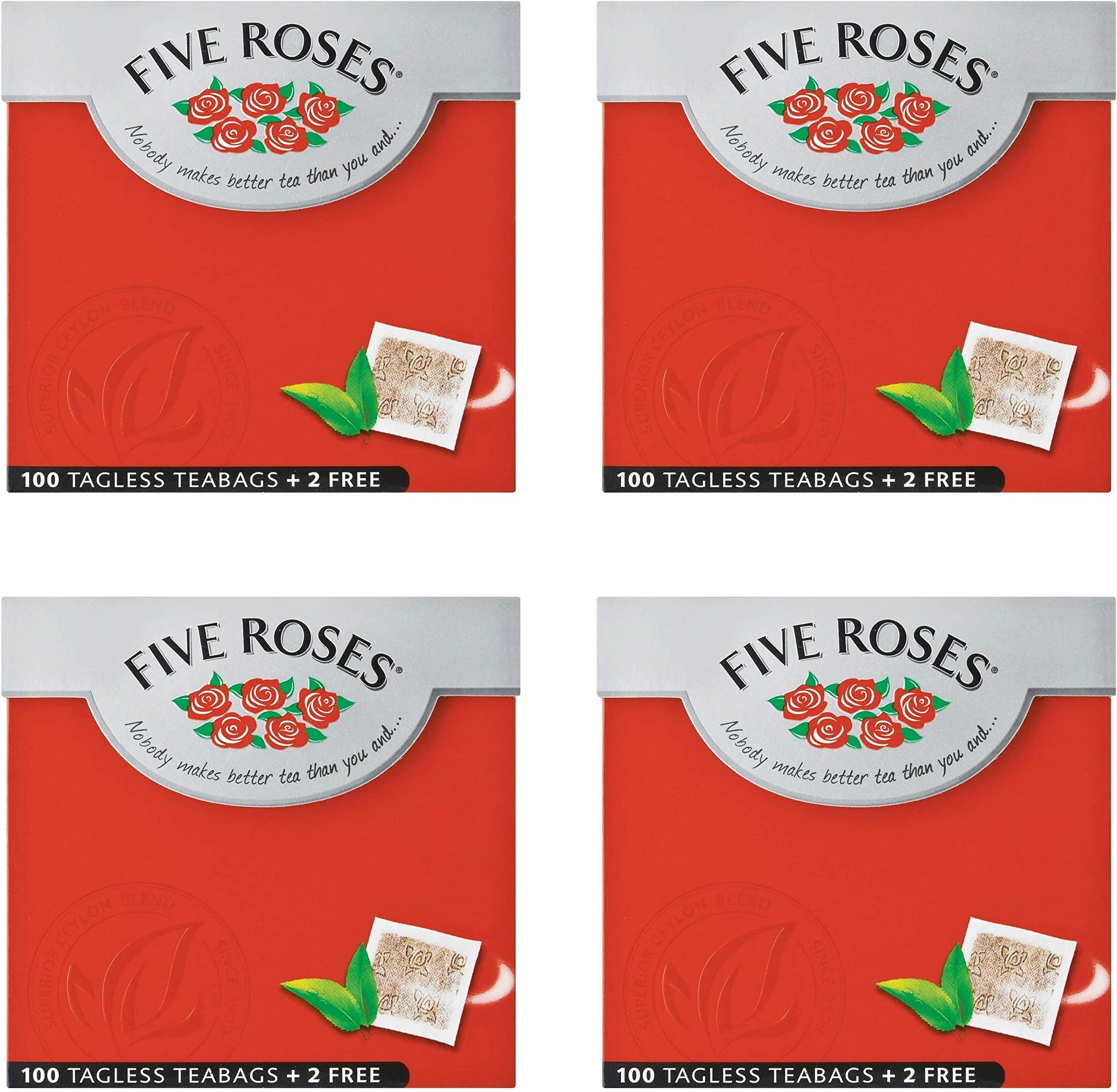 Five Roses Tea, 102 Tagless Teabags (Pack of 4)