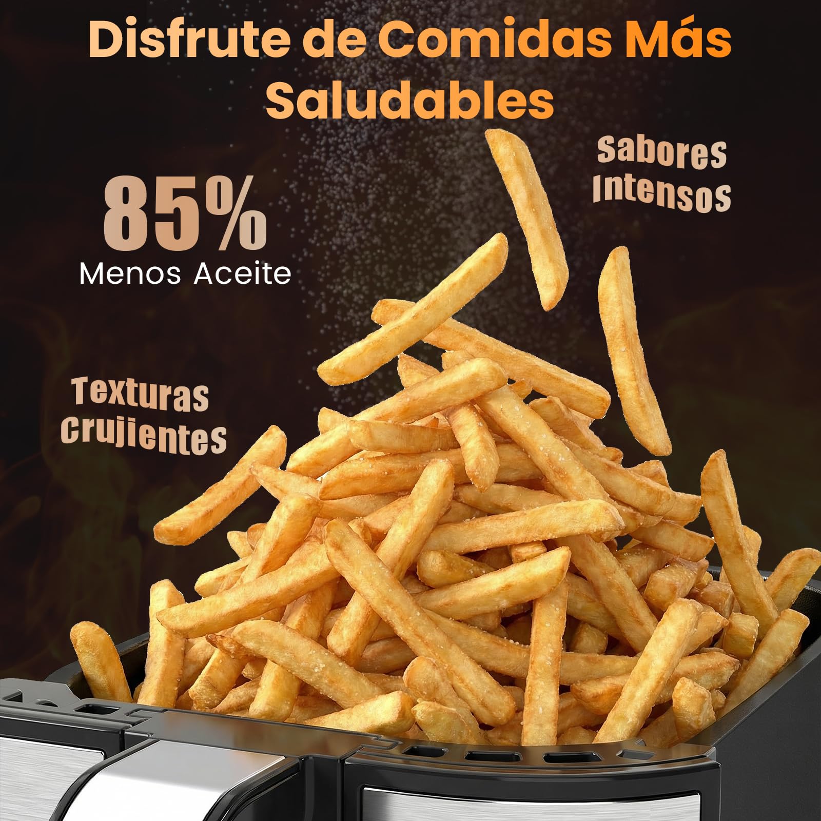 COSTWAY Freidora Aire 8L, XXL, 10 en 1 Air Fryer con Doble Cesta, Pantalla Táctil Digital y Aire Caliente de 360°, 2100W, 6-9 Personas, Apto para Lavavajillas