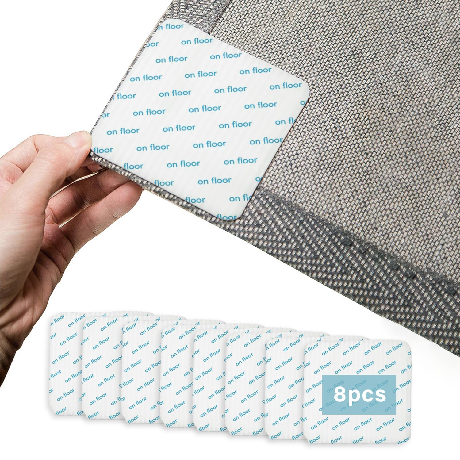 Non Slip Washable Grippers For Rug, Rug Pads Grippers, New Materials to Anti Curling Rug Pad : Keep Your Rug in Place & Make Corner Flat and Easily Peel Off (8 Pcs)-image-19
