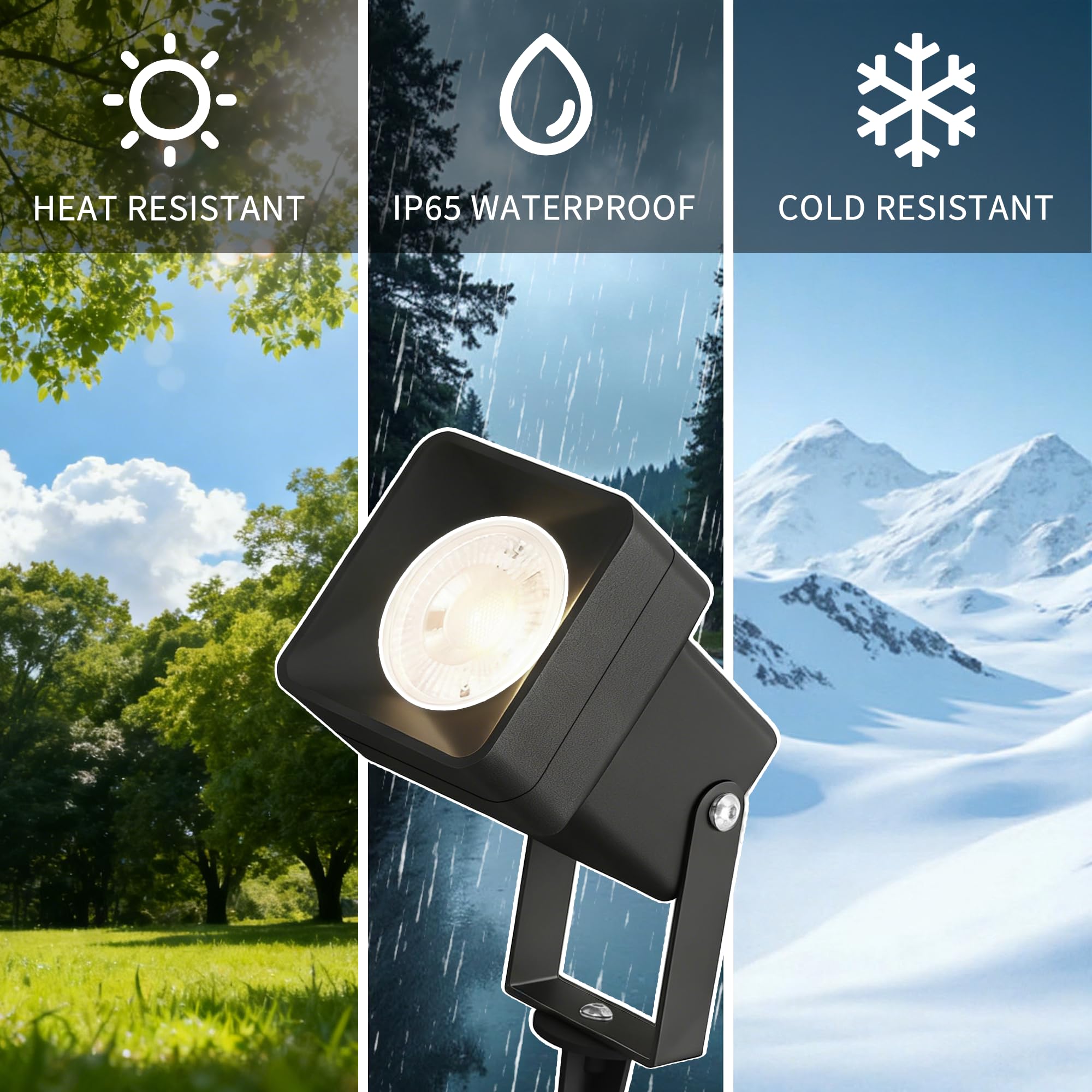 JNR 4 Pack Gartenstrahler LED Außen IP65 Wasserdichte, Aluminium Gartenleuchten mit Strom 5W GU10 3000K Warmweiß Glühbirne, 2m Kabel mit Stecker Gartenbeleuchtung mit Strom, Schwarz