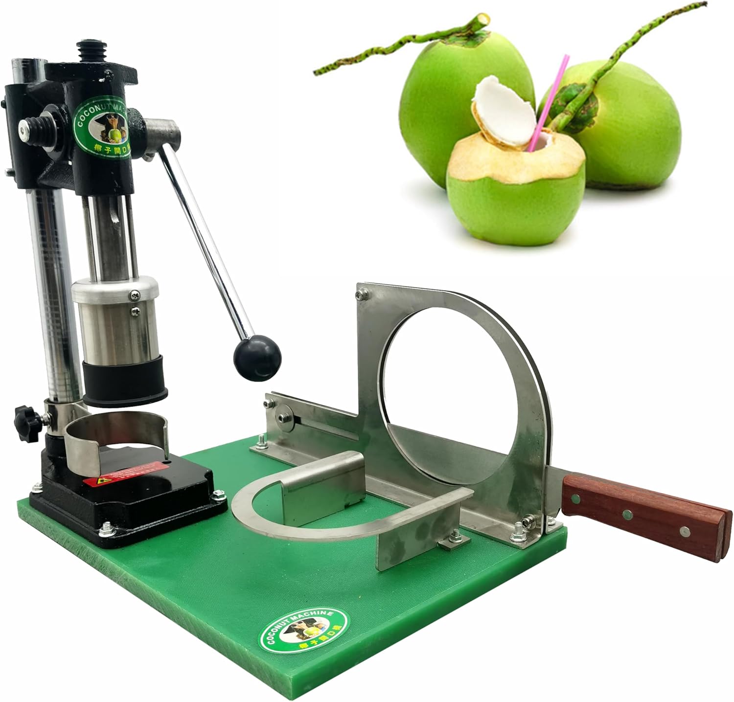 TECHTONGDA Coconut Opener Peeler Machine - Manual Peeling Opening Combination Tool With Drill Punch for Young Thai Green Fresh Coconuts