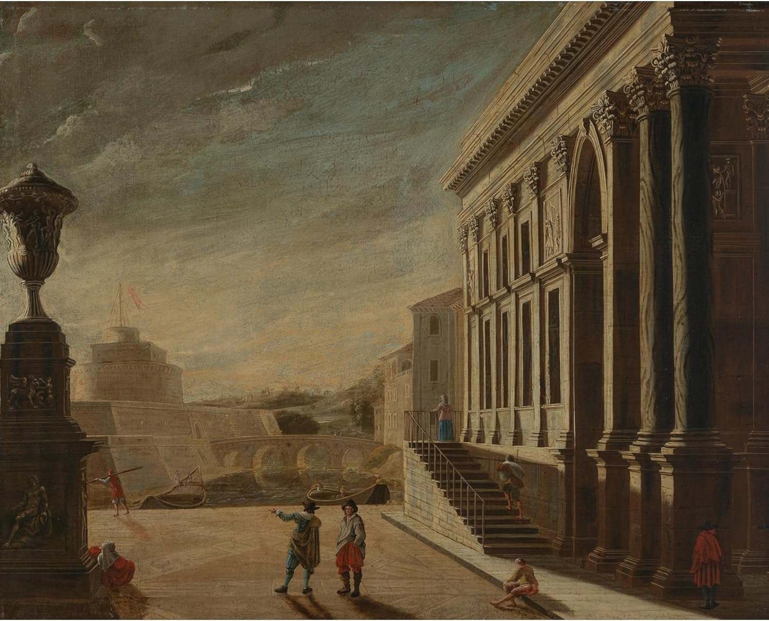 ArtDirect Roman fantasy view with a view of the Castel Sant'Angelo Unframed Art Print Giclee Poster by Viviano Codazzi - Ready for Framing with Customization Sizes 10x8, 14x11, 20x16, 30x24, 45x36 and 60x48 inches