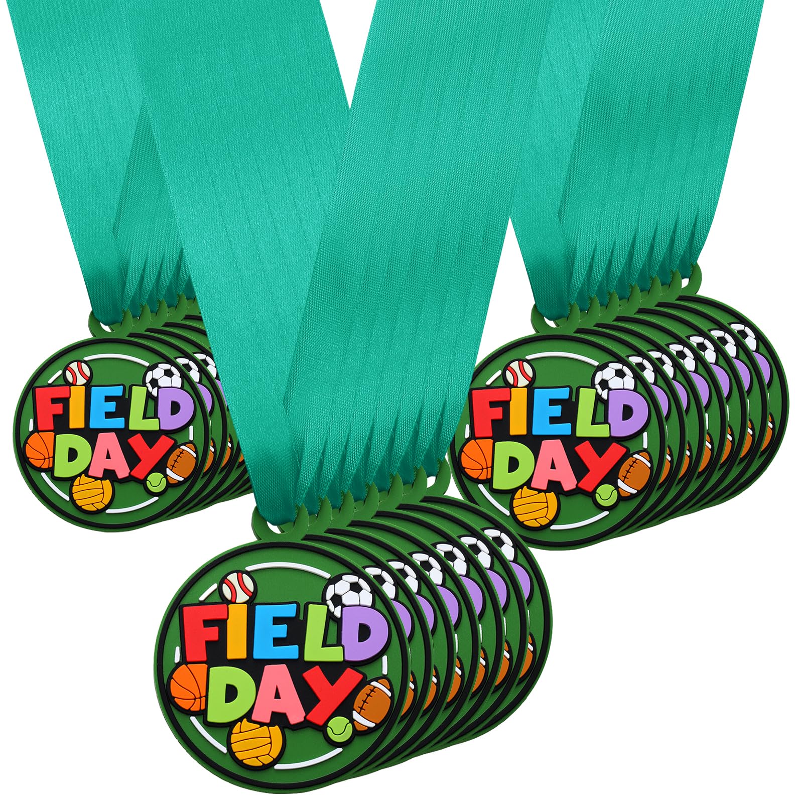 24 medaglie Premio Calcio pallavolo 5,1 cm medaglie Sportive in Gomma Sfusa con Nastri Trofei di partecipazione alla Squadra Leggera per Adulti Vincitore Regalo bomboniere