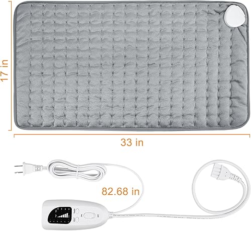 Miniatura 2 de Almohadilla térmica eléctrica para el dolor de espalda y calambres para relajarse, almohadilla térmica eléctrica con 6 ajustes de calor, apagado