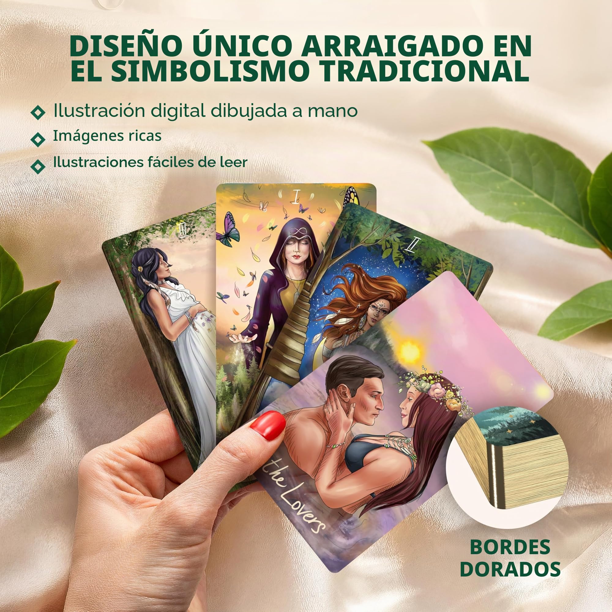 Wyspell Wild Reflections - Cartas de Tarot inspiradas en la Naturaleza con Libro guía, Hermoso Juego de Cartas de Tarot para Principiantes
