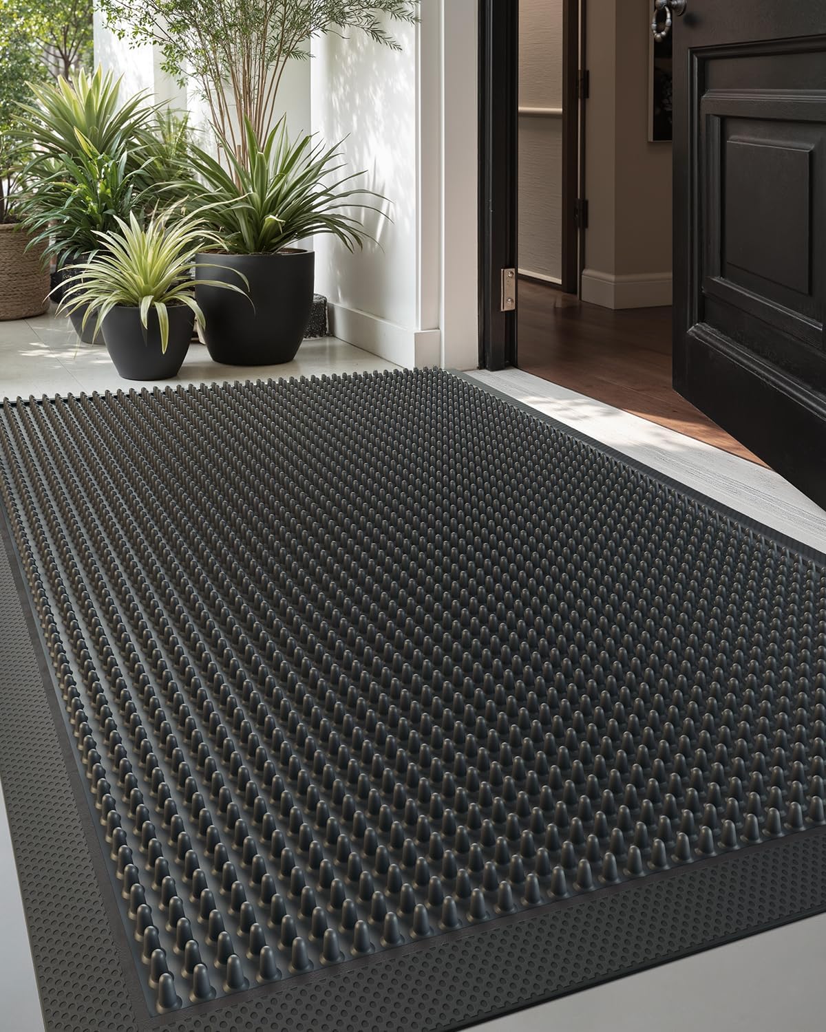 Color&Geometry Large Rubber Outdoor Mats for Front Door Outside & Indoor Entrance Patio Waterproof Heavy Duty Entry Doormat - 24"x36" Black 2' x 3' (Rectangular) Black