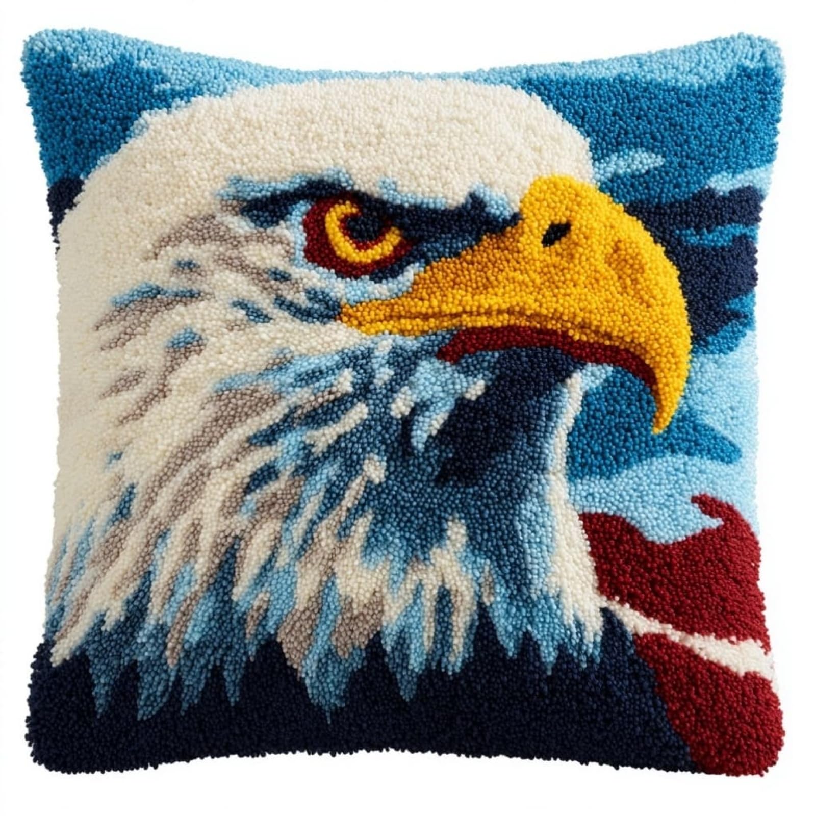 WallustrioaW Latch Hook Kits Printed Cushion,Bald Eagle (Animal Bird)