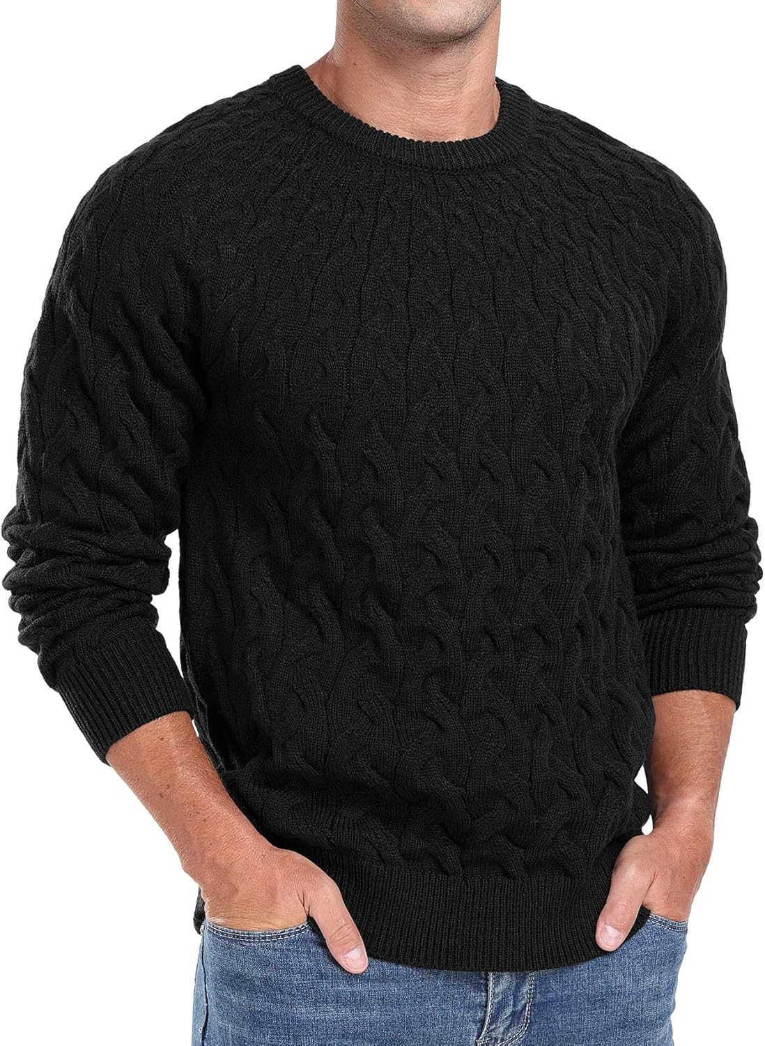 Askdeer Men's Cable Knit Pullover Sweater Long Sleeve Crewneck Sweater Casual Soft Knitted Sweater with Ribbing Edge - Image 4