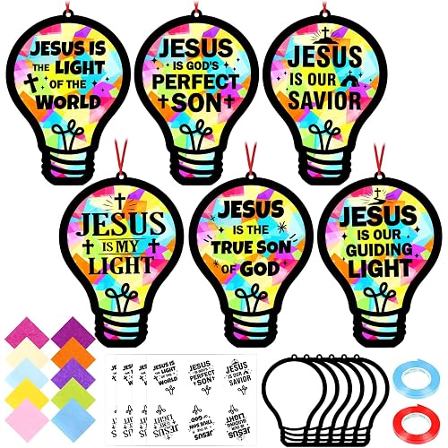 48PCS Sunday School VBS Crafts Bulk: Paper Lightbulb Cross Nativity