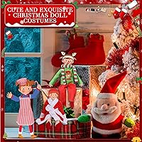 Vista 5 de Jenaai Juego de 12 piezas de accesorios de ropa de elfo navideño, incluye falda de elfo, chaleco esponjoso, albornoz, columpio, saco de dormir