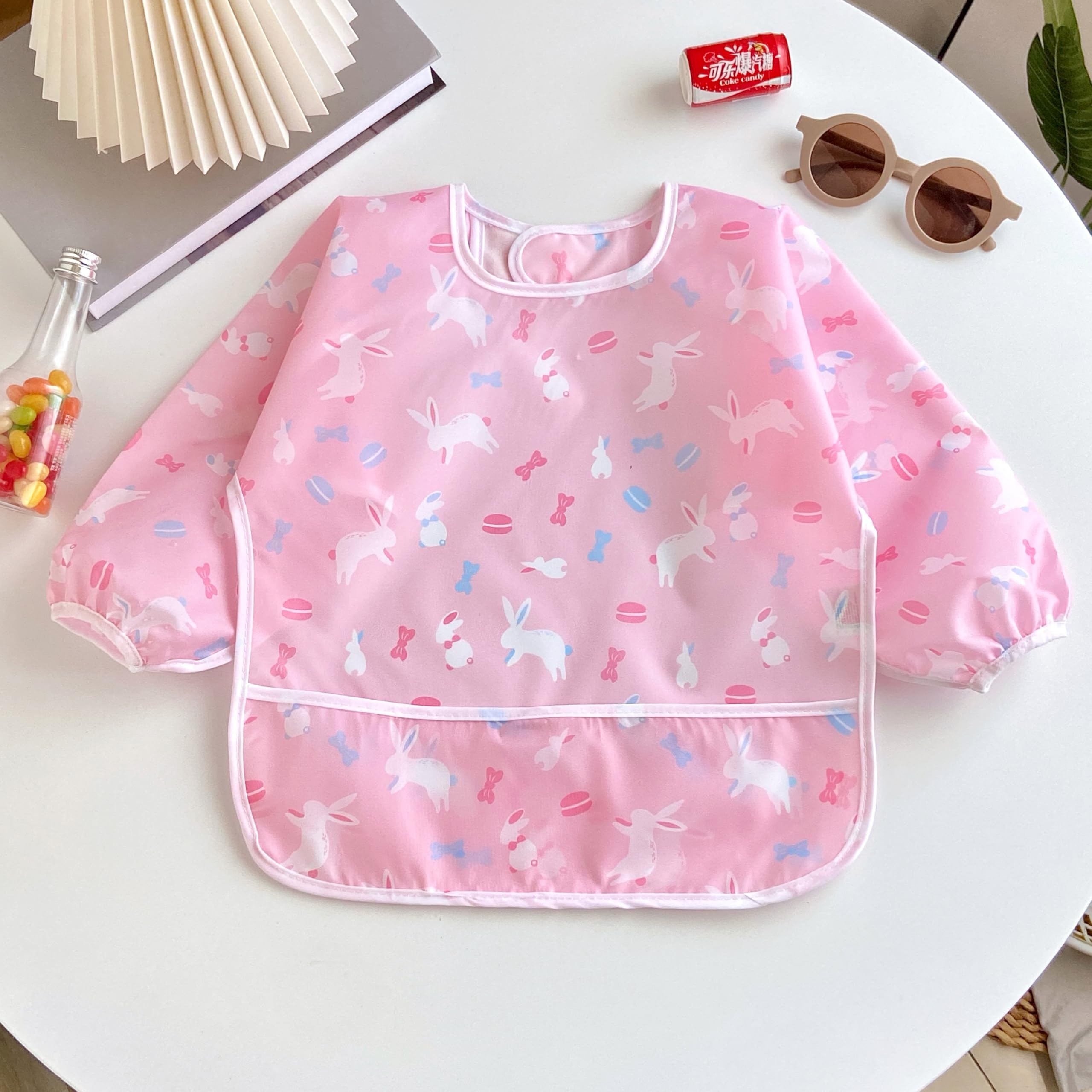 PandaEar 3 Pack Baby Weaning Bibs with Sleeves for Girls, Multicolor - Image 4