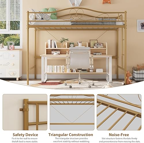 Miniatura 62 de GAOMON Marco de cama de hierro moderno y elegante con cabecera y estribo, estructura de soporte firme, marco de cama de plataforma de metal, no