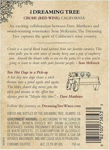 Miniatura 11 de The Dreaming Tree Crush Red Blend Vino tinto, botella de 25.4 fl oz