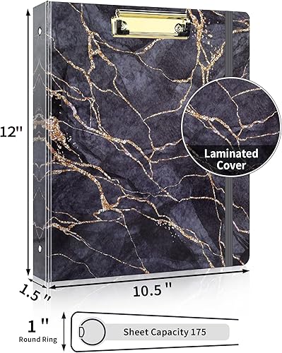 Miniatura 2 de SUNEE - Carpeta de 3 anillos de 1 pulgada, bonita carpeta con portapapeles, 2 bolsillos, 5 separadores de pestañas y calcomanías para etiquetas,