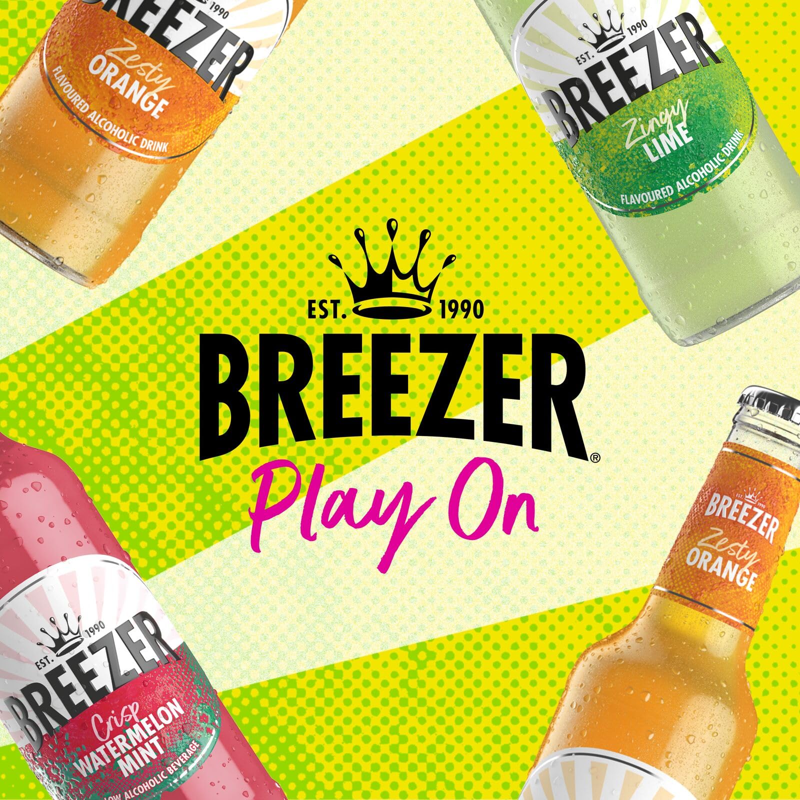 BREEZER Zingy Bebidas Alcohólicas Sabor Lima, 4% ABV, 24 x 27.5cl / 275ml, Bebidas alcohólicas saborizadas, Listas para Tomar