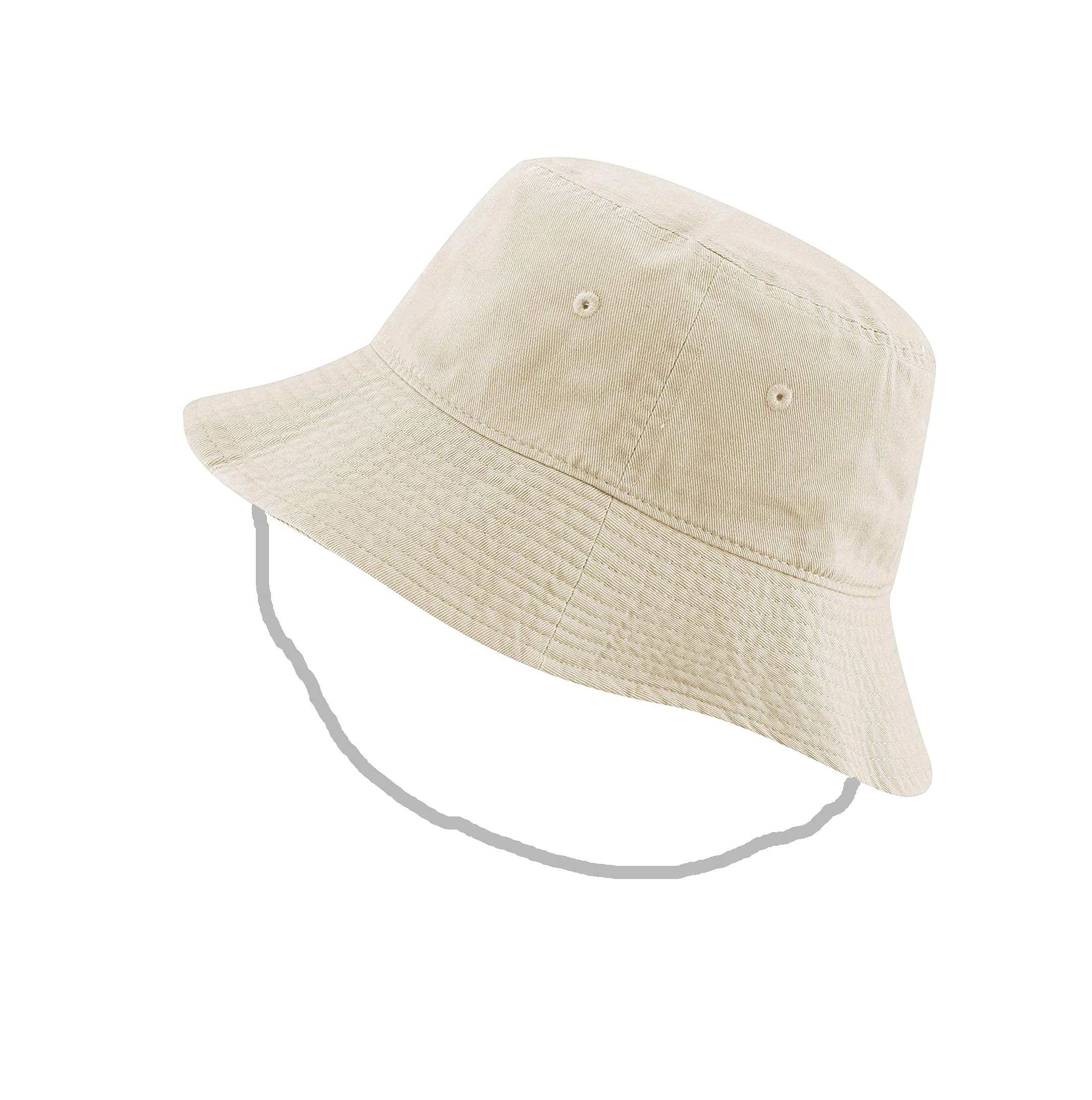 Girl's 100% Cotton Foldable Bucket Beach Sun Hat with Adjustable Elastic