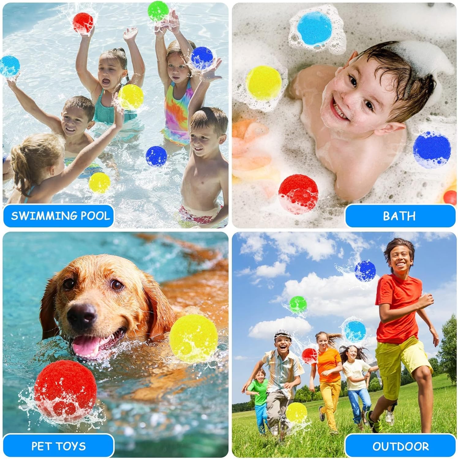 100 pcs Reusable Water Balls, Reusable Water Balloons for Outdoor Toys and Games, Quick Fill Water Balls Toys for Kids and Adults Boys and Girls, Summer Balls for Pool and Backyard Fun Happy