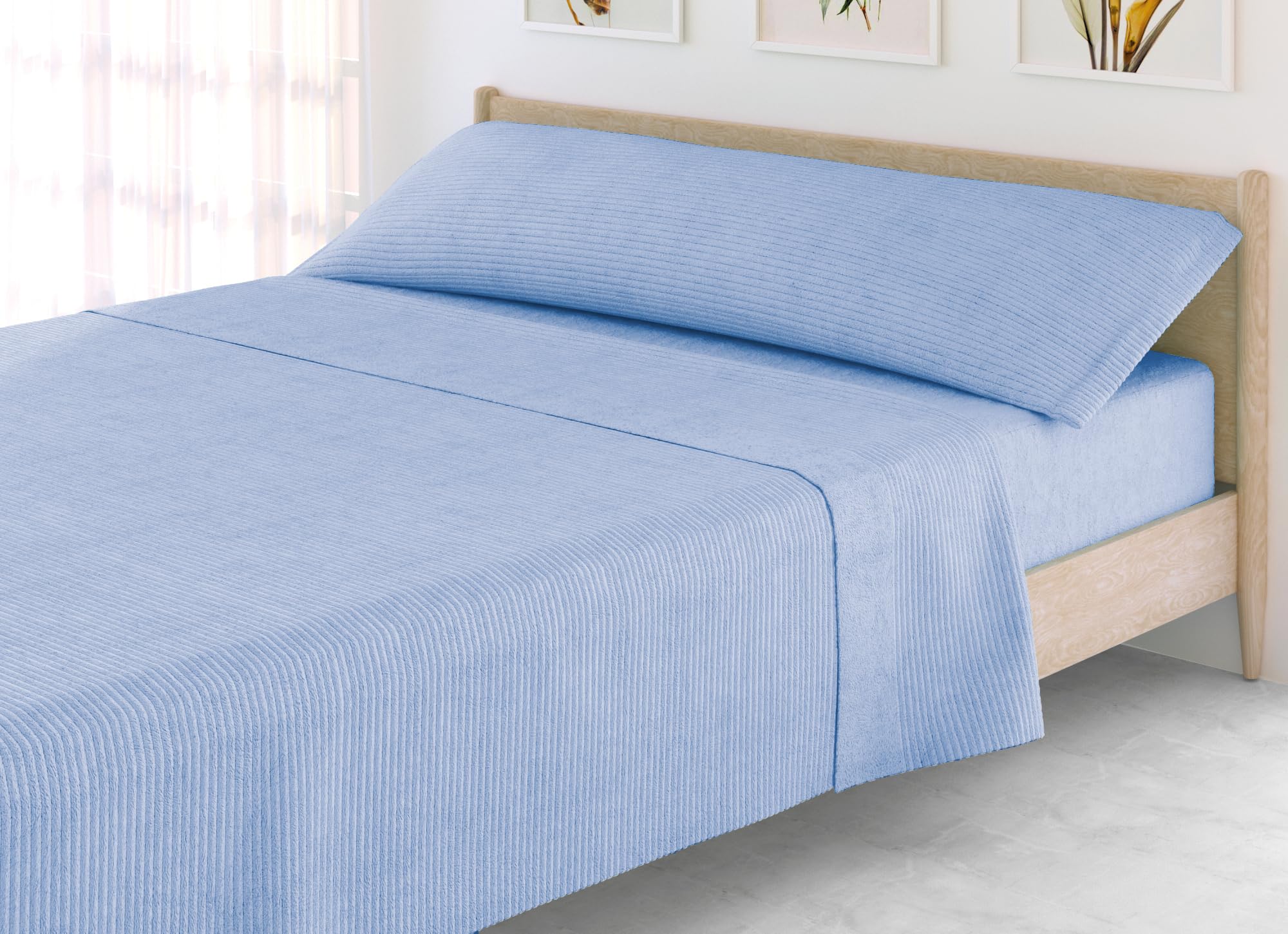 Liniva Home - Juego de Sábanas Coralina Canale, térmica para Invierno - Modelo Adriana (10910, Azul, Cama 180 cm)