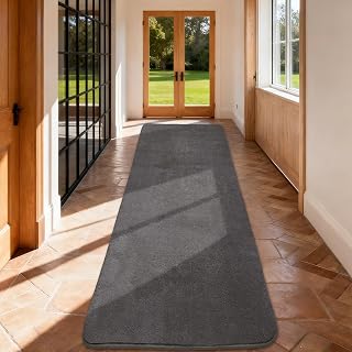 Teppich Läufer Flauschiger Kurzflor, Wohnzimmerteppich, 60X200, Dunkelgrau