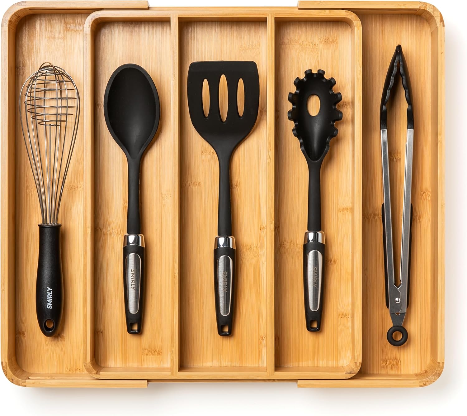 SMIRLY Bamboo Silverware Drawer Organizer Expandable