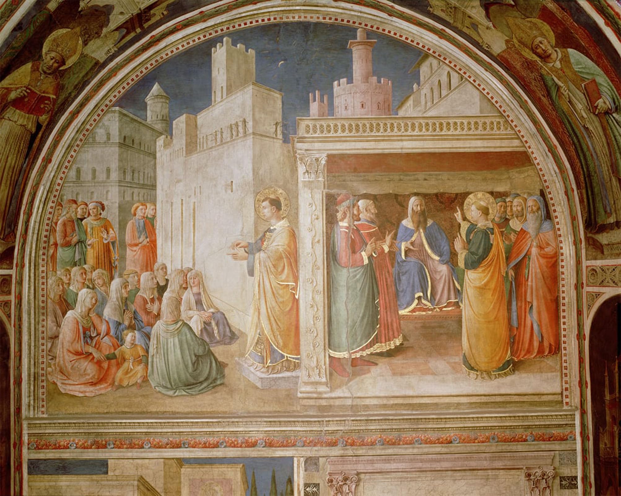 ARTXLXXBN Famous Prints Artwork Pictures Poster Painting Art St.stephen Preaching and St.stephen Addressing the Council by Fra Angelico Artwork Landscape Pictures for Home Decor 60x90cm