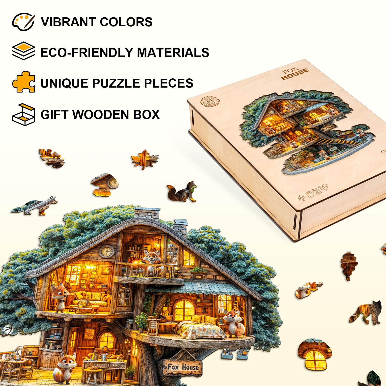 Wooden Fox Treehouse Puzzle - 195 PCS for Adults -2 Wooden Fox Treehouse Puzzle - 195 PCS for Adults -2