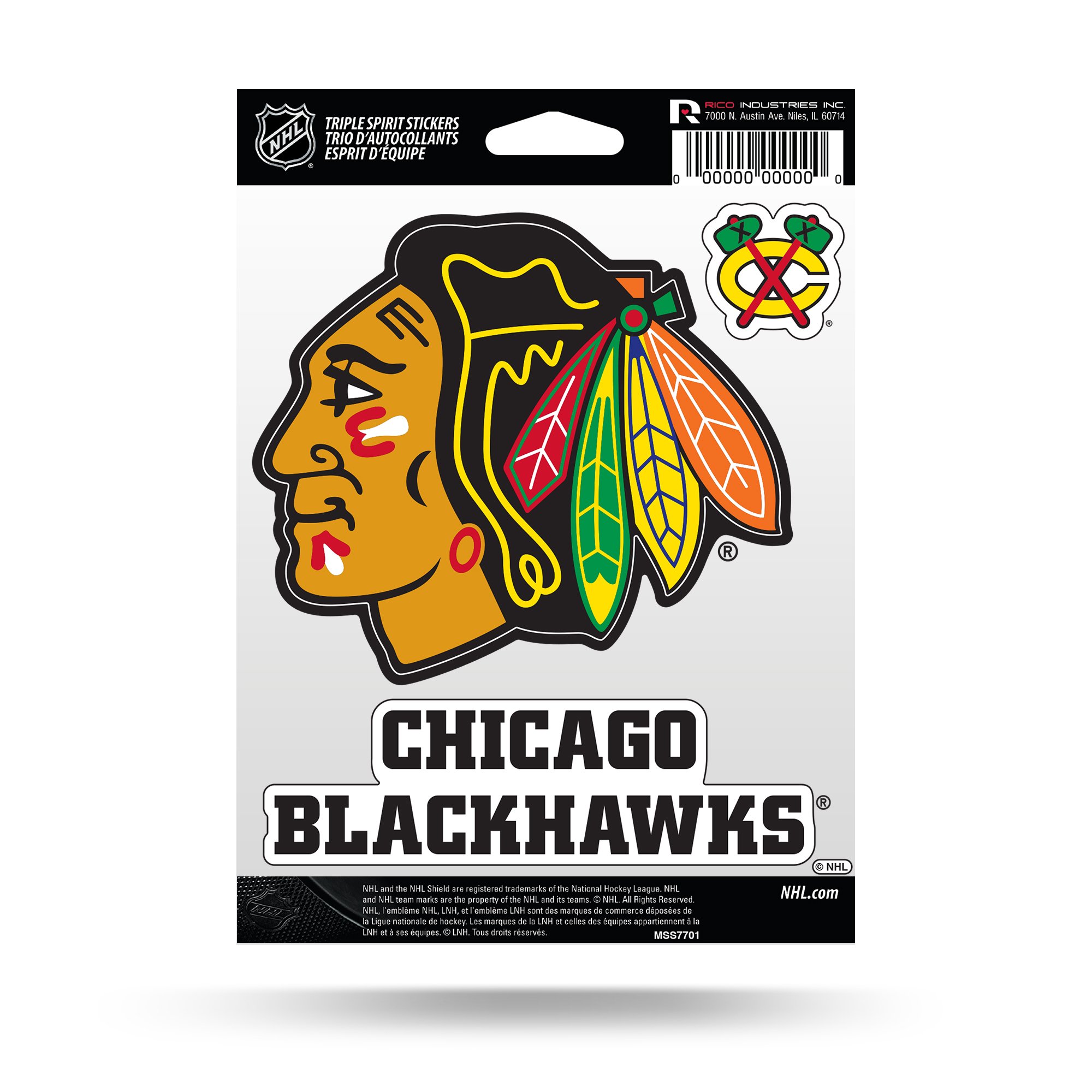 Rico Industries NHL Chicago Blackhawks Die Cut 3-Piece Triple - auto accessories | Mubboo