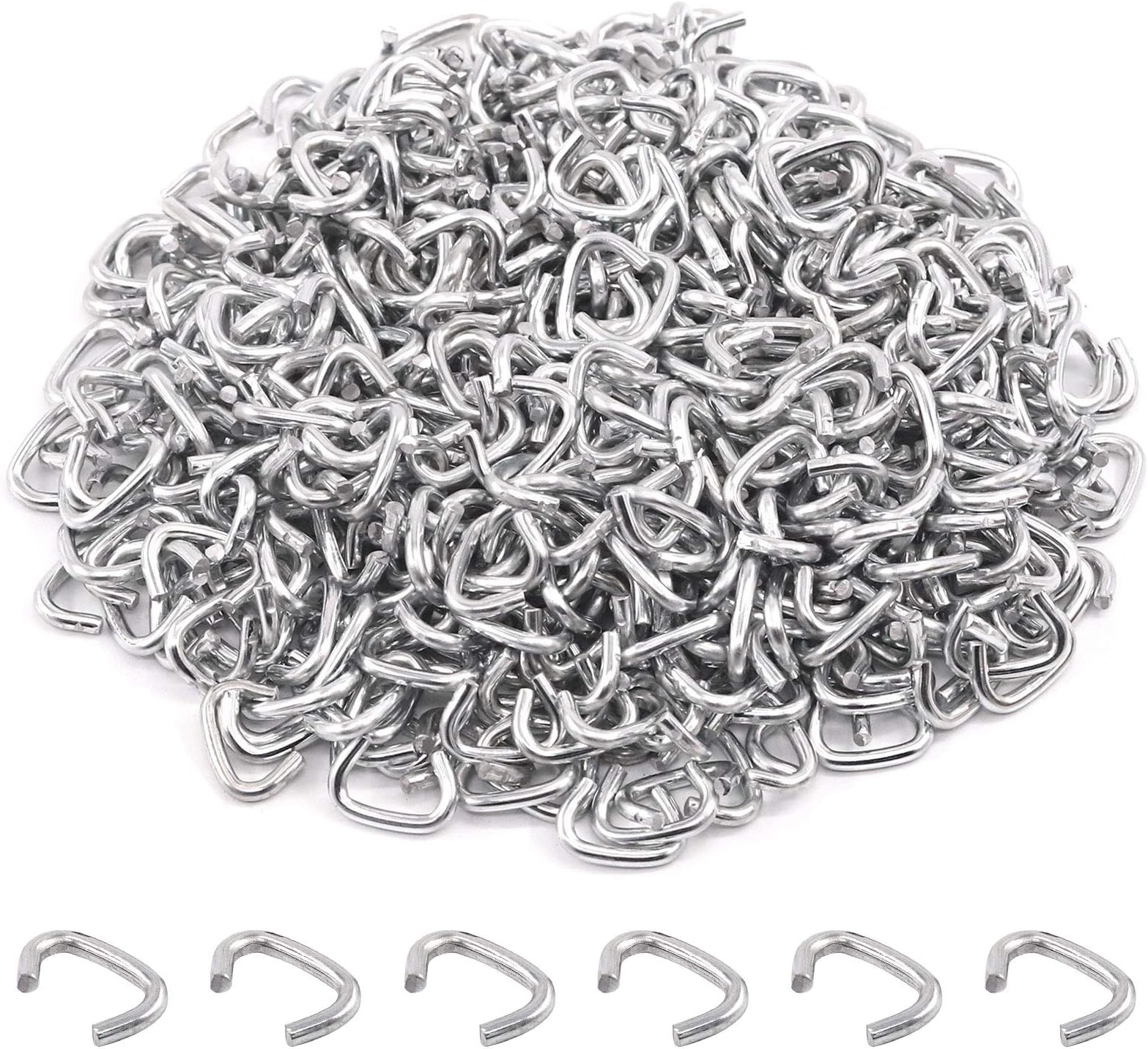 1000 Pcs 3/8" Galvanized Hog Rings, Professional Upholstery Hog Rings Set for Furniture,Fencing,Bagging, Railing, Sausage Casing, Meat bags, Shock Cords