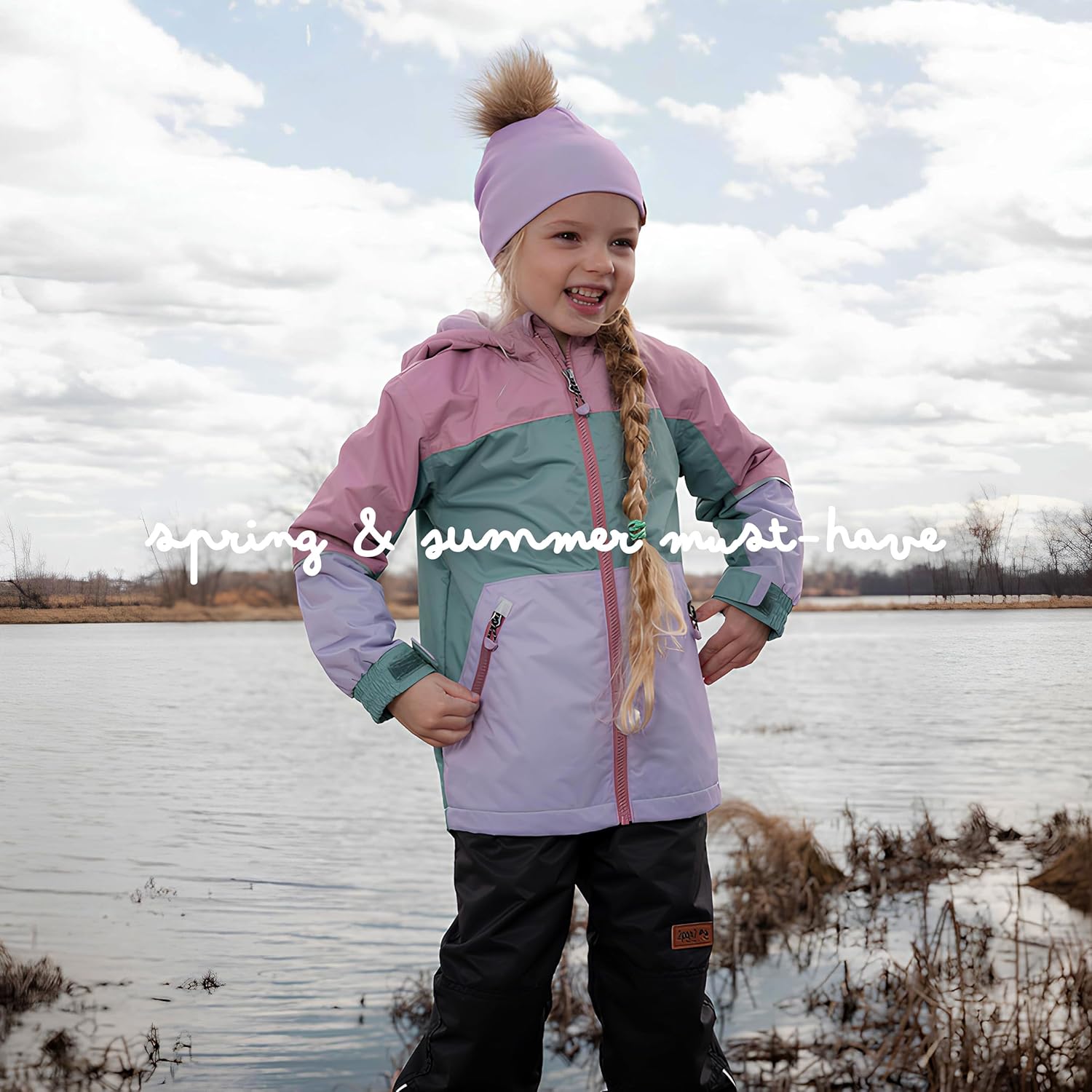Deux par Deux Girl Jersey Hat with Pompom