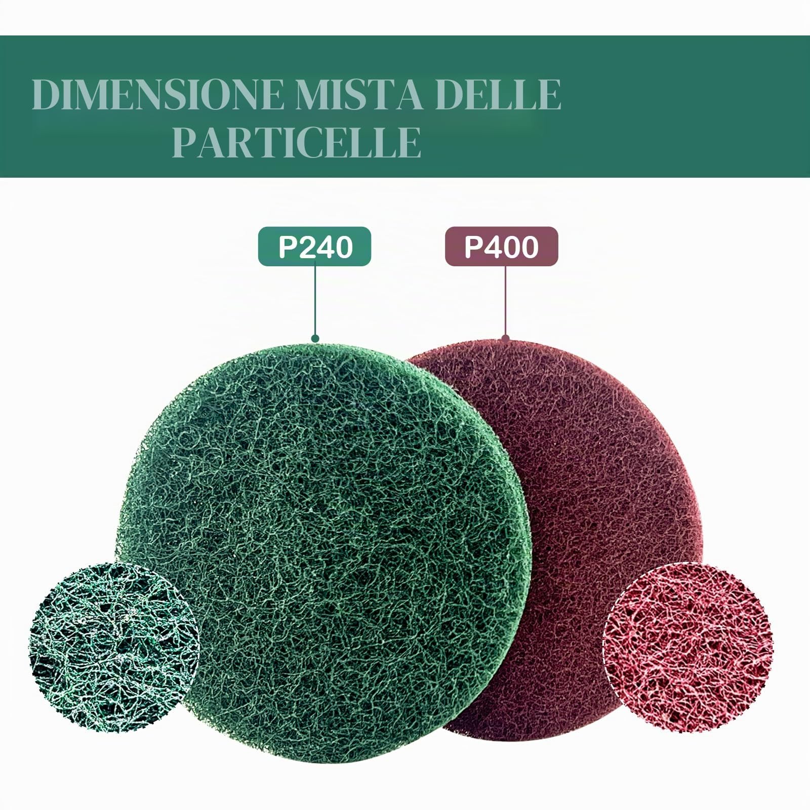8 pezzi in tessuto non tessuto abrasivo, 2 spugne abrasive da 125 mm, spugna lucidante per levigatrice orbitale