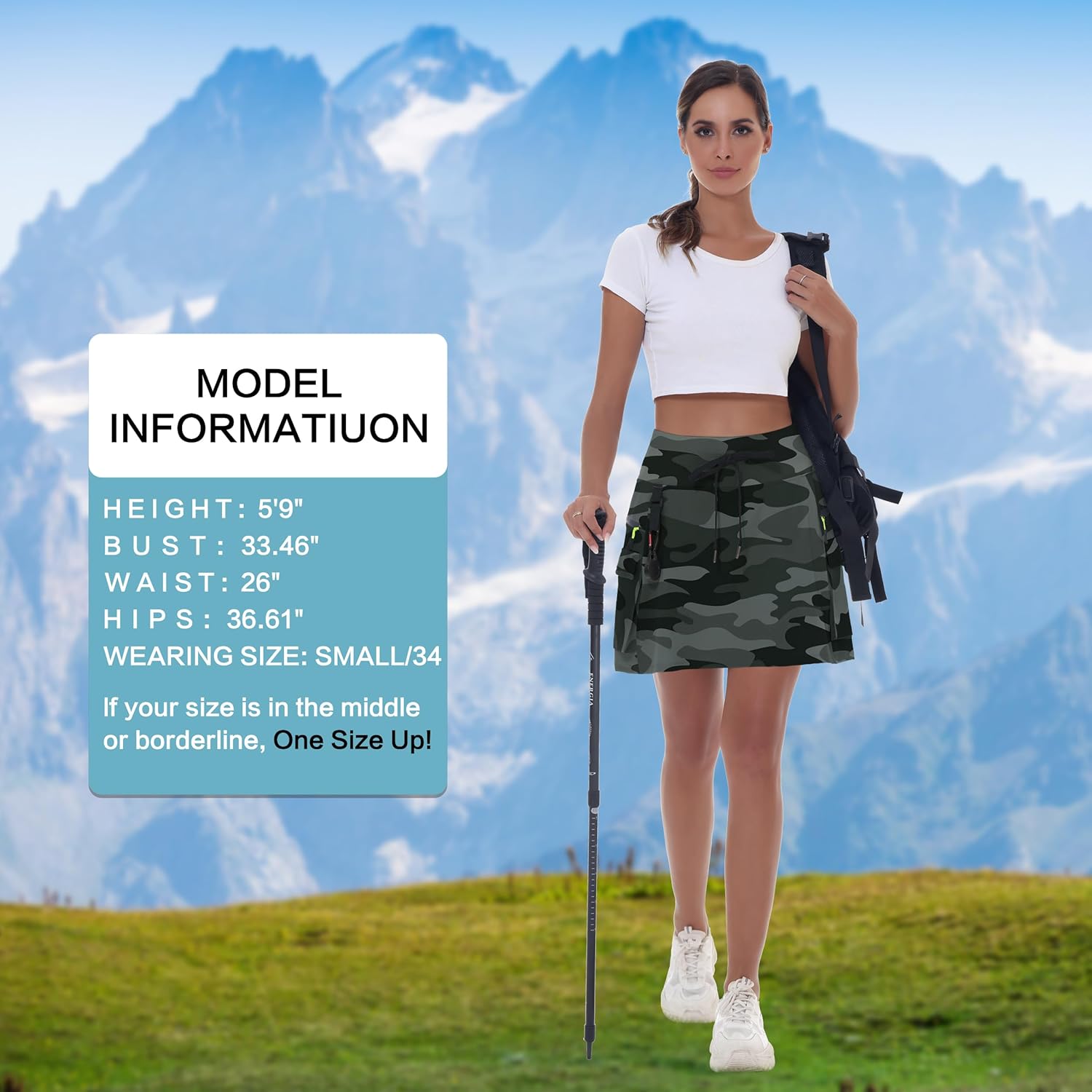Women's Hiking Cargo Skort Skirt High Waisted Golf Dressy Casual with Zipper Pockets Workout Sport Quick Dry Skirts - Image 5