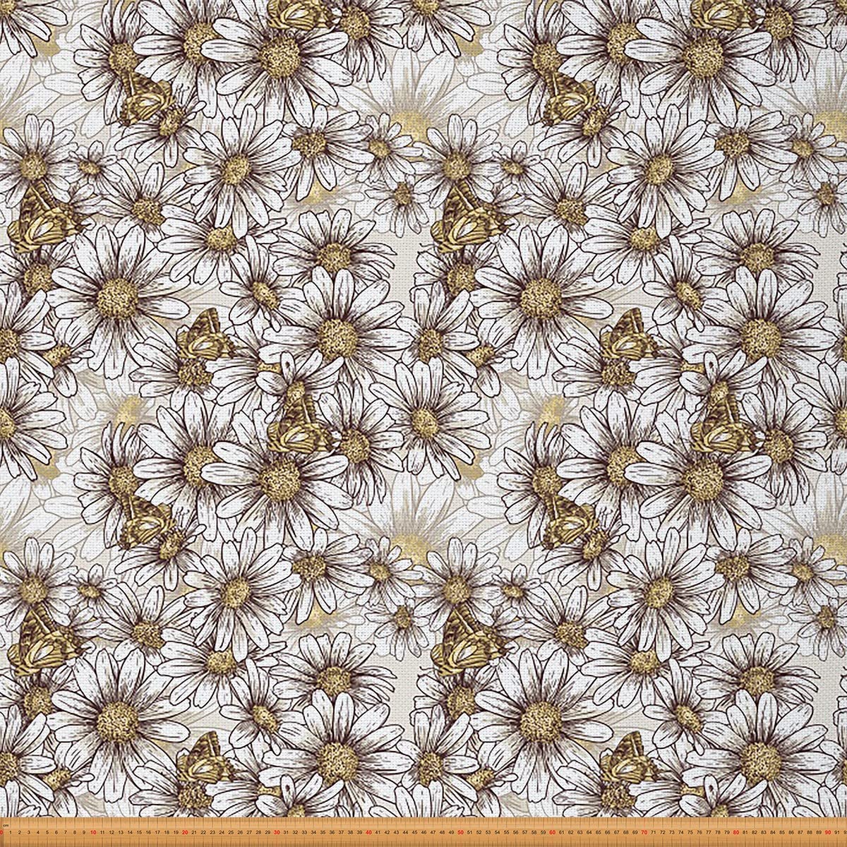 Loussiesd Daisies Flowers Upholstery Fabric - Botanical Floral by The Yard for Home DIY Projects - Natural Outdoor Blossom Pattern (L920*W150cm, 10 Yard)