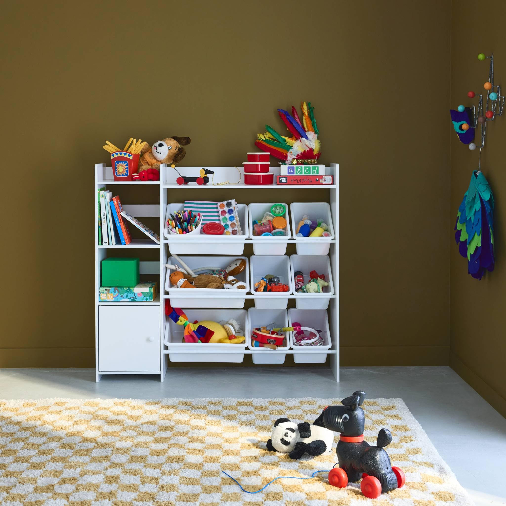 Sweeek Sora Mueble para niños con 9 cubos y estantes 111.8x29.7x100 cm Blanco