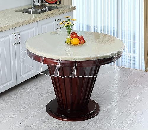 Miniatura 2 de Mantel protector de plástico transparente para mesa redonda, mantel de vinilo para cocina y mesa del hogar, 54 x 54 pulgadas