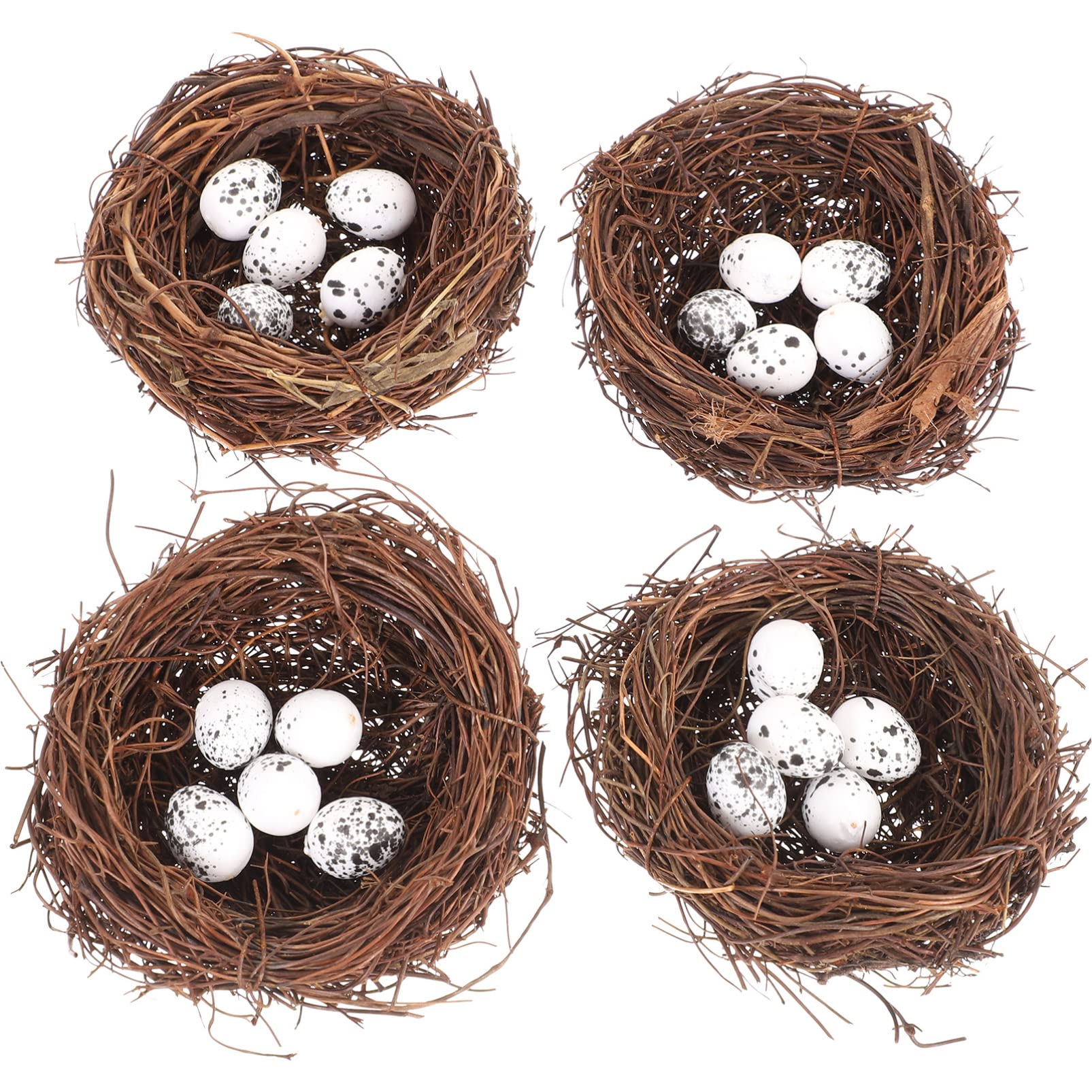 Kisangel Nido di Uccelli Artificiali per Decorazione Uccelli Rattan Nido Artigianato Uccelli Pasquali Nido Finto Nido con Uova per Mestiere Decorazioni Pasquali da Giardino