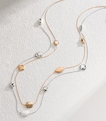 FULU AUTUMN Silver/Gold Long Necklaces for Women Long Statement Double Sweater Chain Birthday Gifts for Her Silver Gold Costume Jewellery