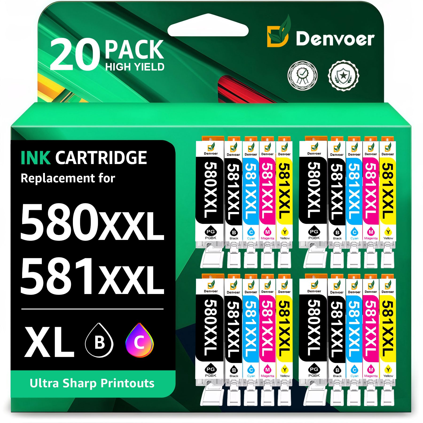 Denvoer 580 581 Multipack Kompatibel für druckerpatronen 580 581XXL