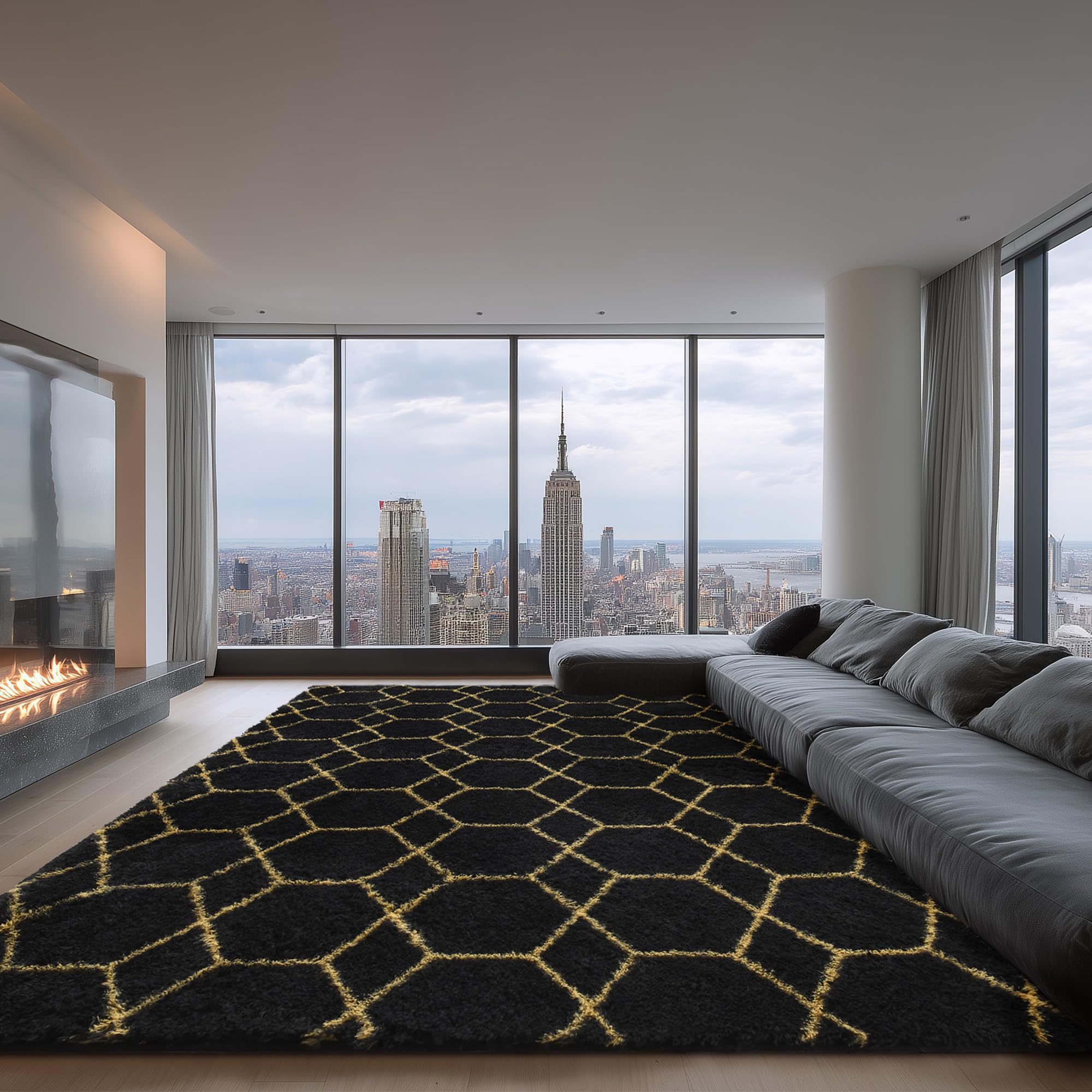 ARKIIKI Large Rugs 8x10 Black Fluffy Bedroom Area Rug