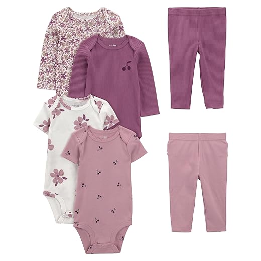 Conjunto de calças 6-piece Bodysuits (Short and Long Sleeve) and Pants Set Simple Joys by Carter'sMeninas